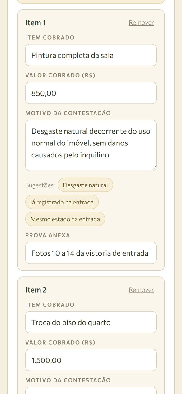 Tela real do Pacote Saída Tranquila