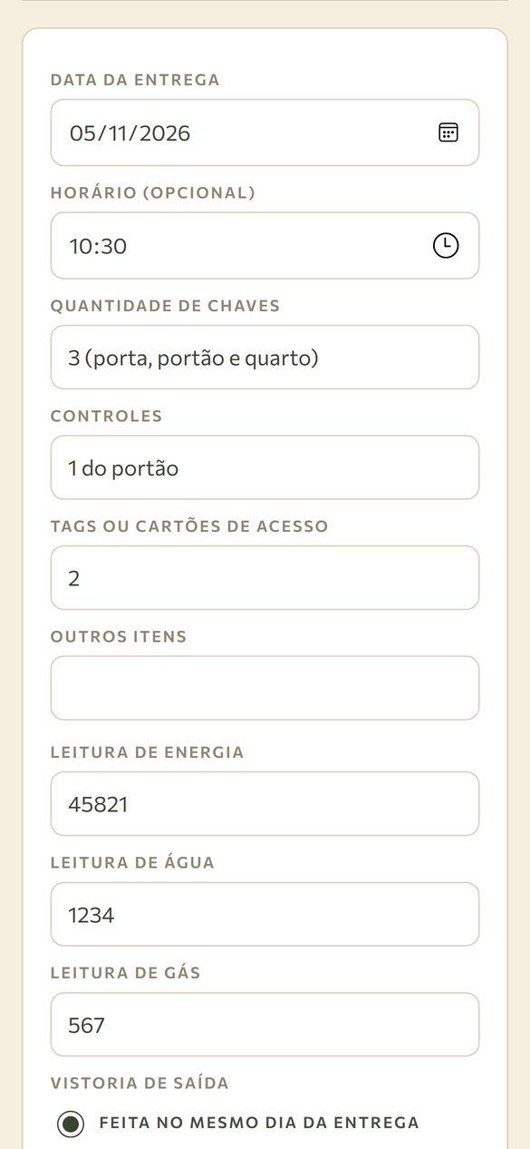 Recibo de entrega das chaves